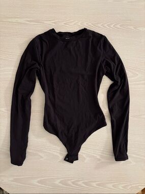 SKIMS Black Long-Sleeve Crewneck Bodysuit